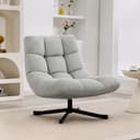 HOMCOM Relaxsessel mit Breiter Sitzfläche, wasserabweisend Chenille-Optik, Stahlbeine, Drehbar, Hellgrau Bild 2