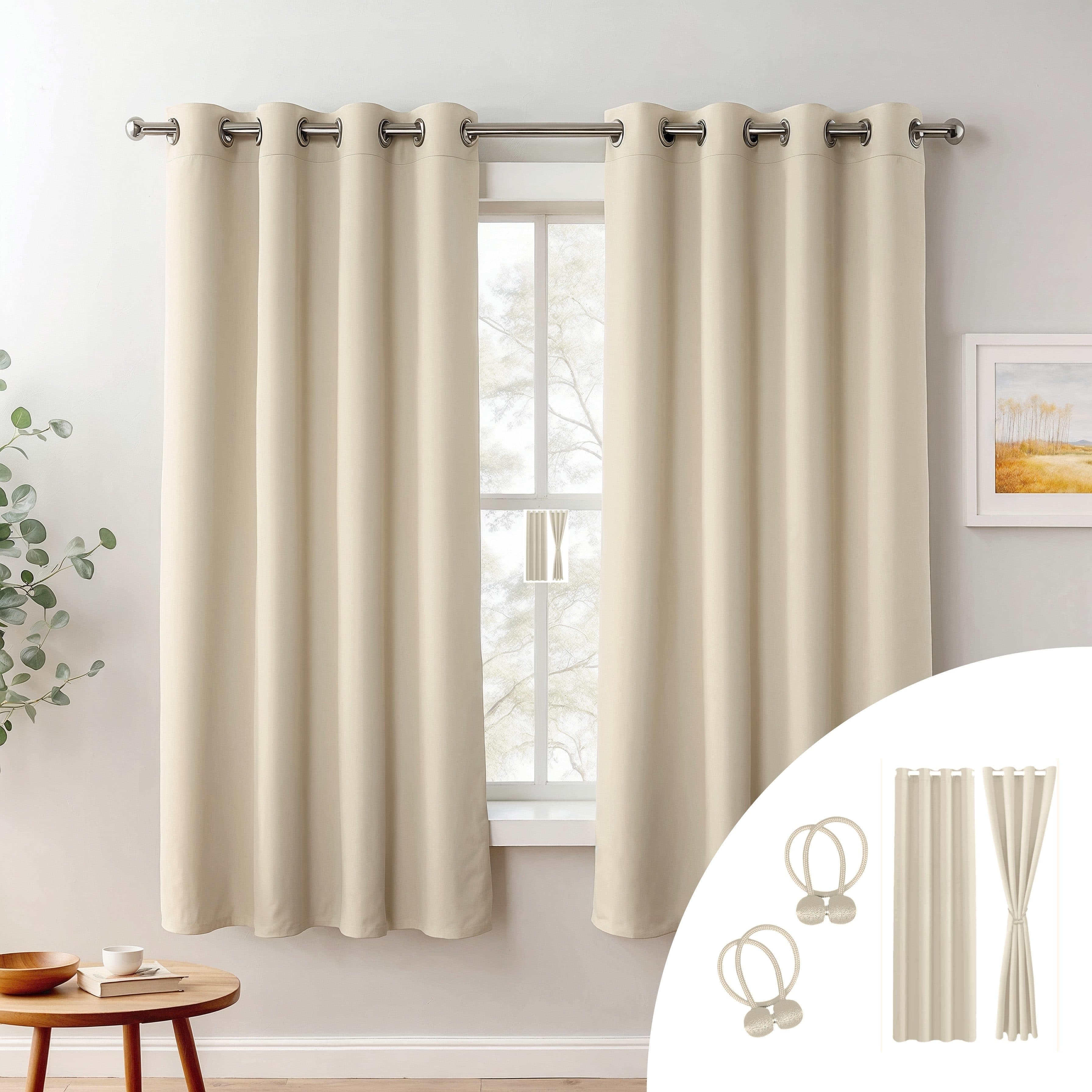 Cozyor Verdunkelungsvorhang 2er-Set inkl. 2 Magnethalter, thermoisolierend, Gardinen blickdicht, Mikrofaser Polyester - Bild 2