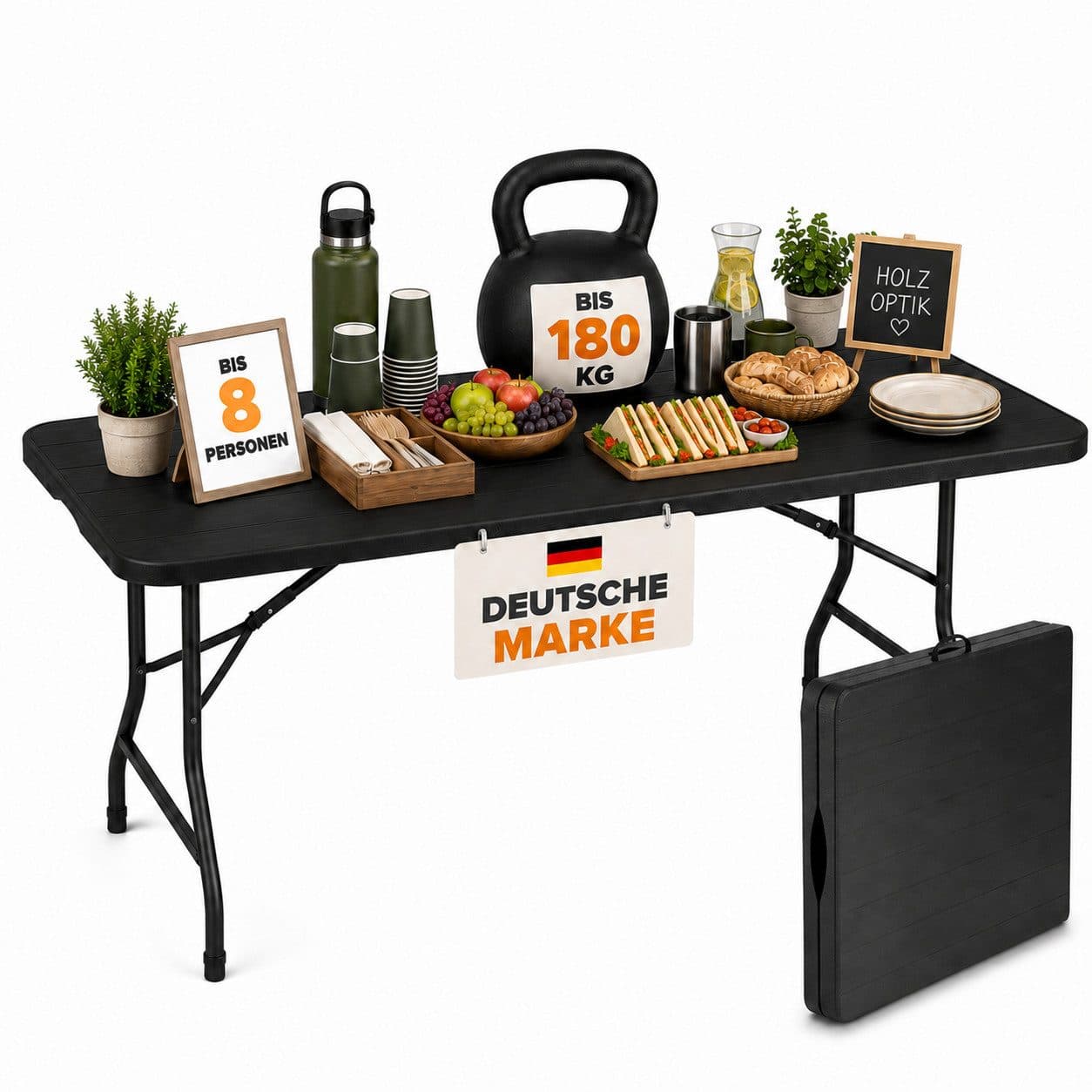 Onbest Klapptisch Borkum Holzoptik Aluminium Gestell Klappbar Wetterfest - Bild 2