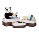 relaxdays Aufbewahrungskorb Bad 3-teiliges Set Braun Weiß Bambus Bild 2