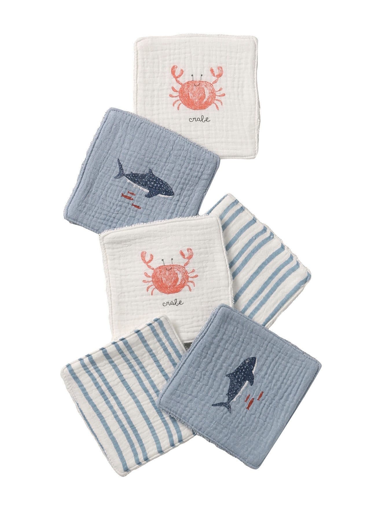 vertbaudet Waschlappen 6er-Pack Beige/Blau mit Aufbewahrungsbeutel - Bild 2
