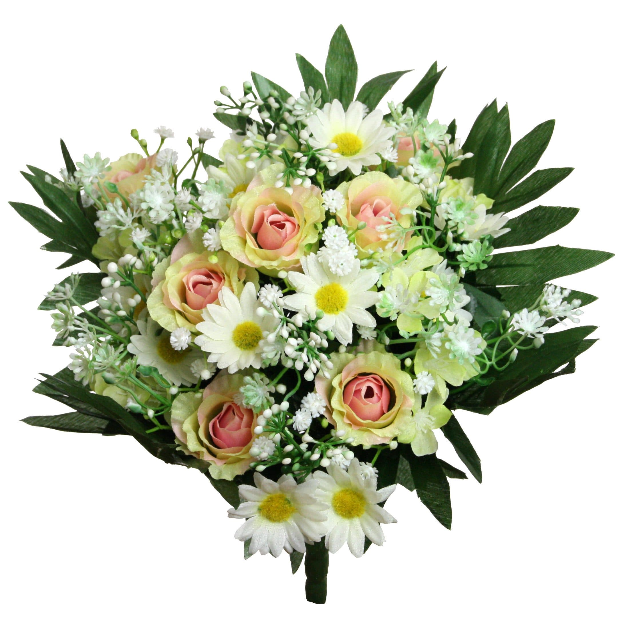 Kunstblumenstrauß Rose-Margerite 37cm Gelb-Rosa, Floratexx GmbH