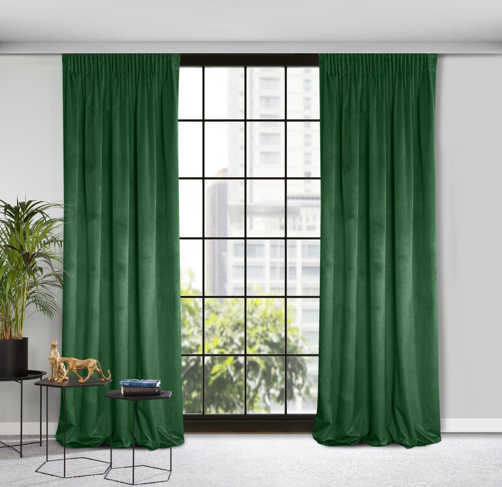 Design91 Samtvorhänge Wohnzimmer Schlafzimmer Blickdicht Ösen Velours Velvet, Kräuselband - Bild 2