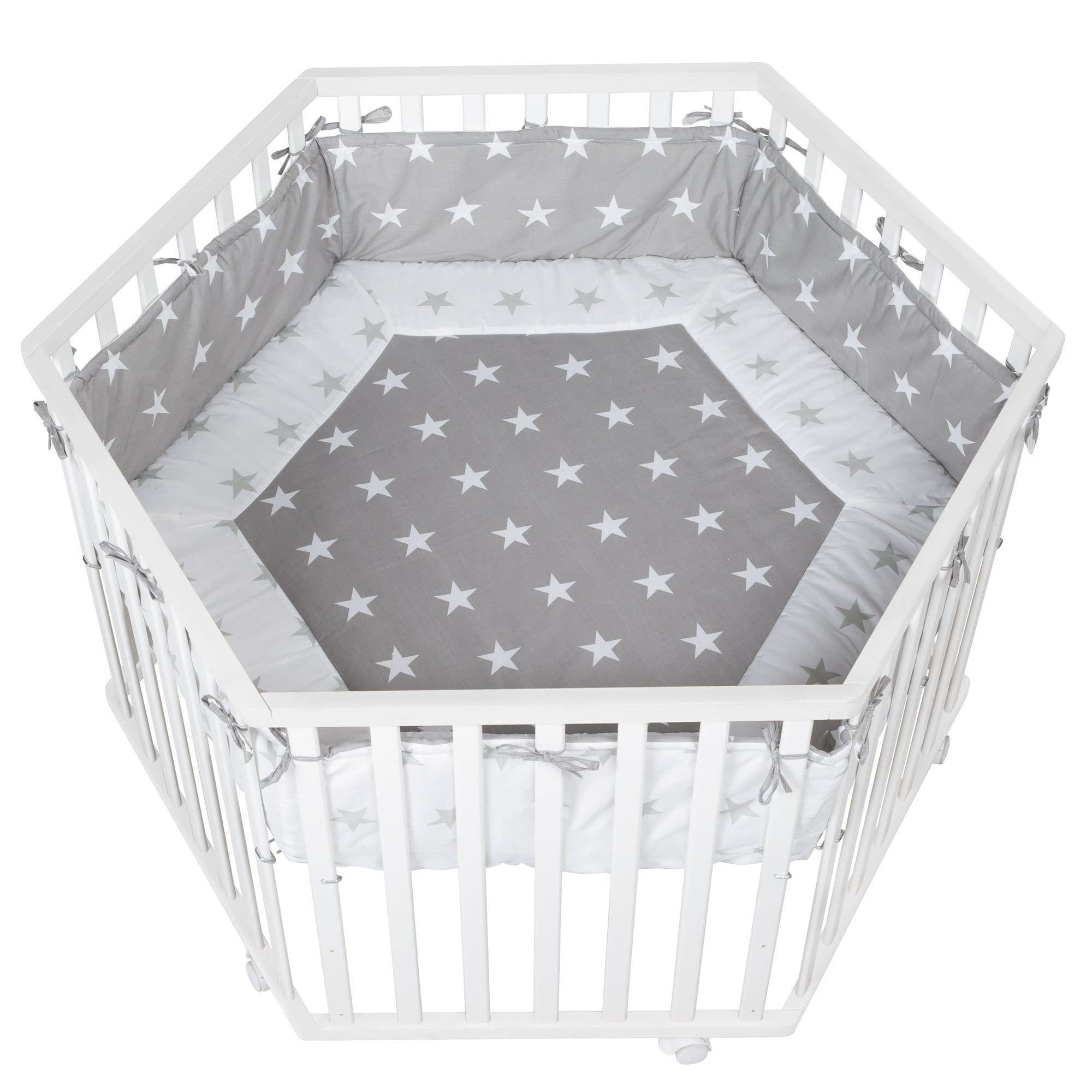 roba Laufgitter Little Stars 6-eckig Beige mit Stoffeinlage - Bild 2
