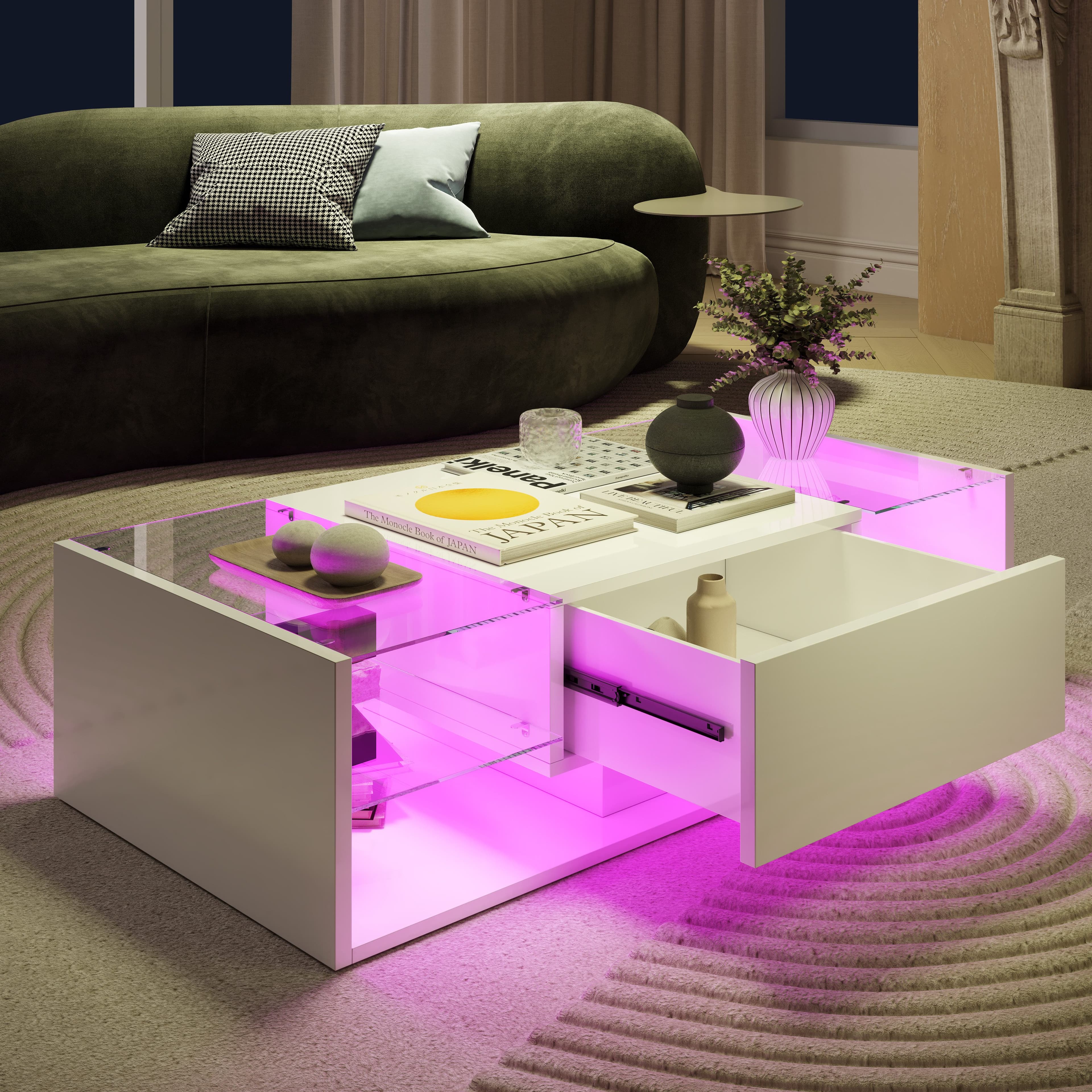 Furnishings Home Couchtisch Weiß Hochglanz mit LED-Beleuchtung - Bild 2