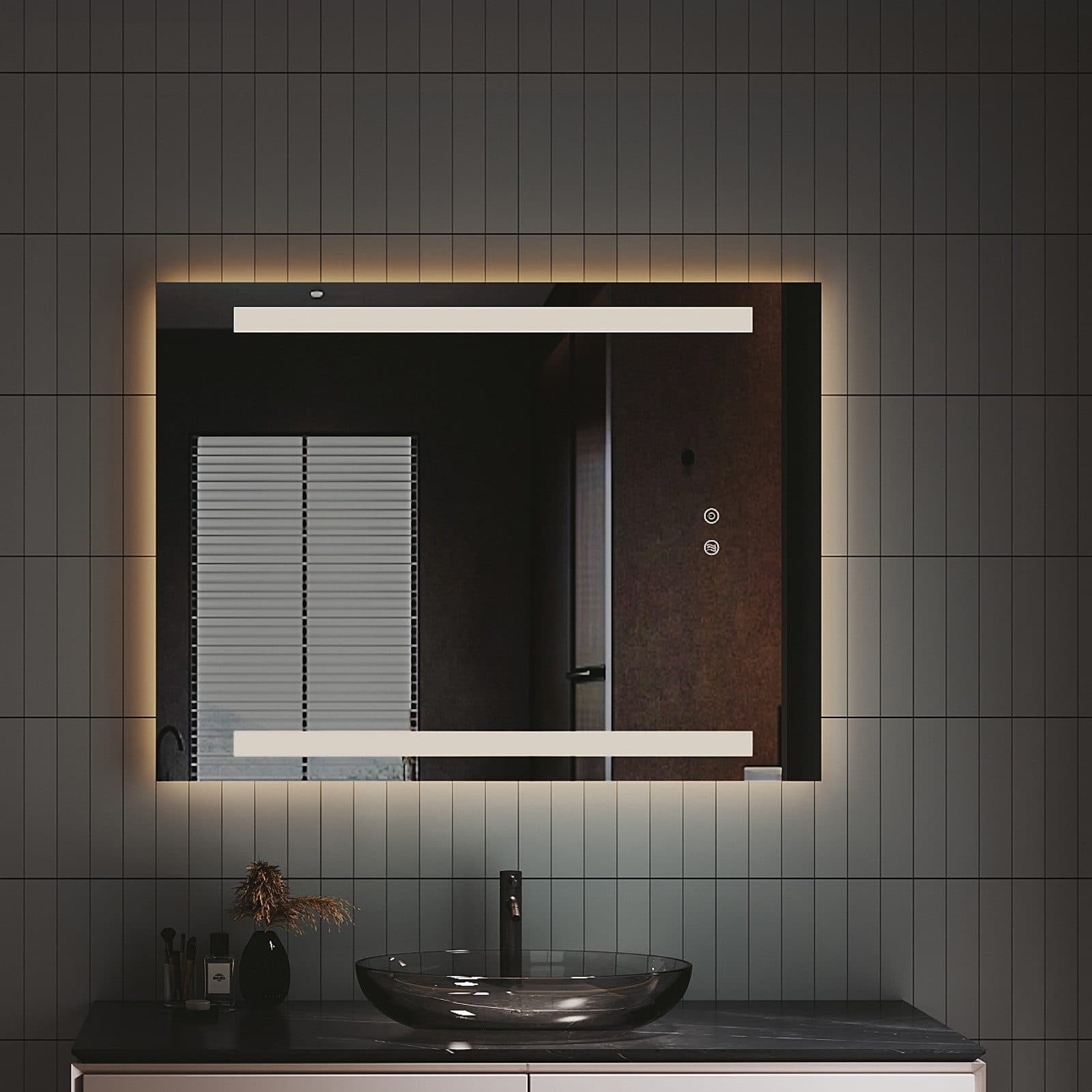 IMPTS LED Badspiegel mit Beleuchtung, Dimmbar, Anti-Beschlag, Touch-Schalter - Bild 2