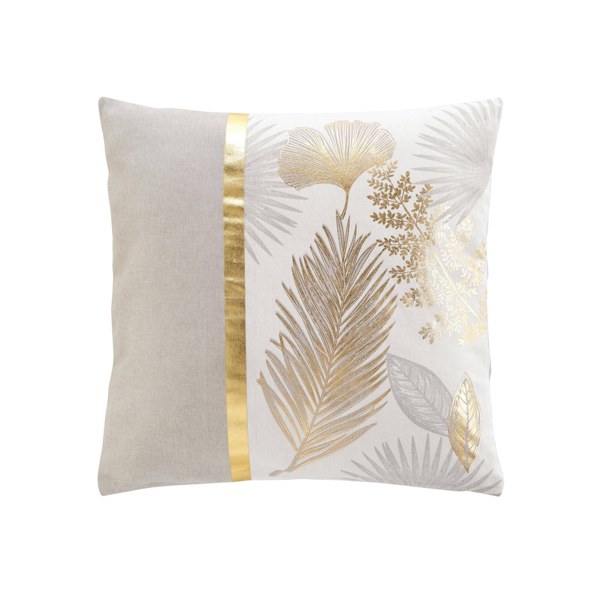 Douceur d'intérieur Dekokissen Beige Goldene Blätter 45x45 cm