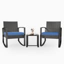 Bealife Garten-Essgruppe 3-tlg. mit Schaukel-Funktion PE-Rattan Bild 2