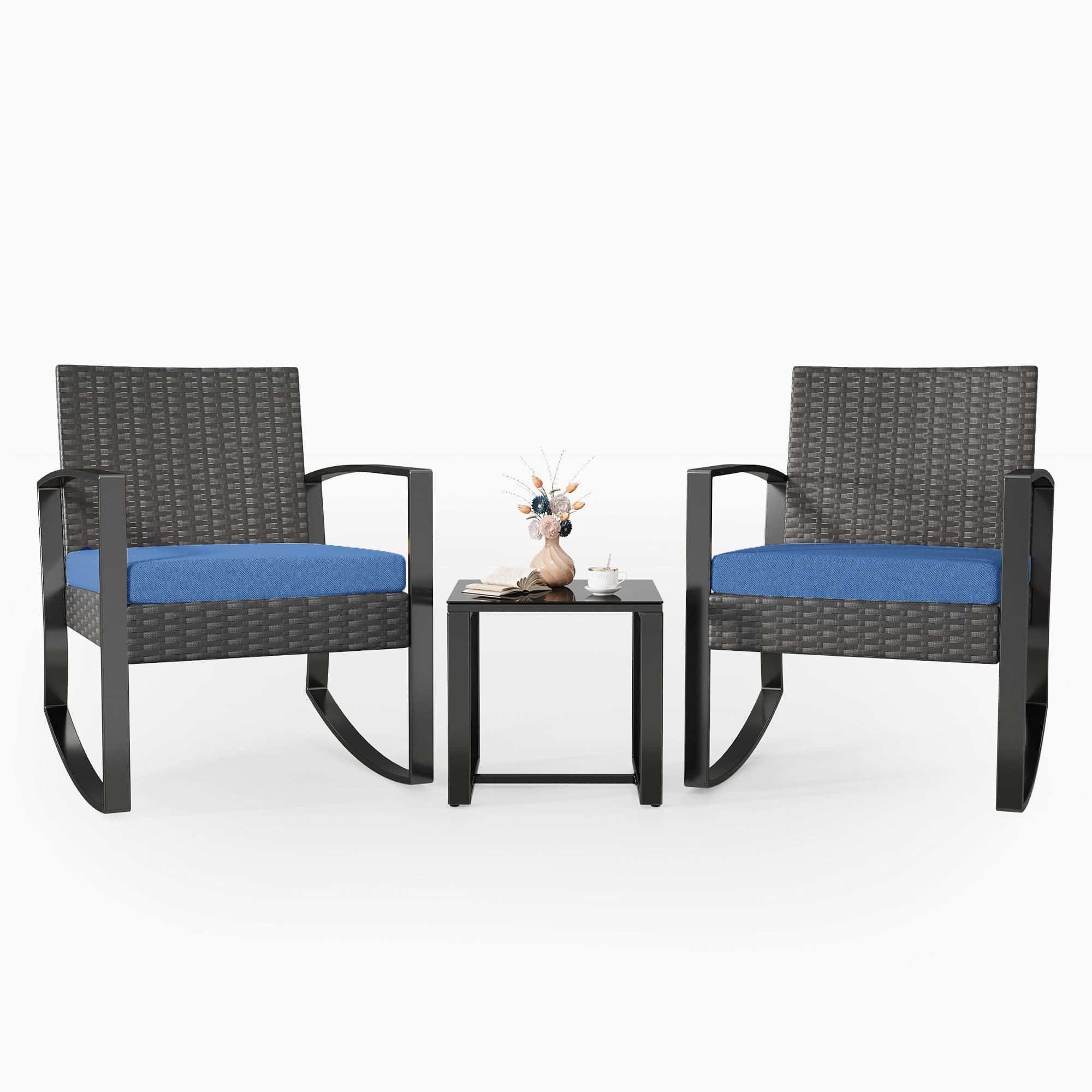 Bealife Garten-Essgruppe 3-tlg. mit Schaukel-Funktion PE-Rattan - Bild 2