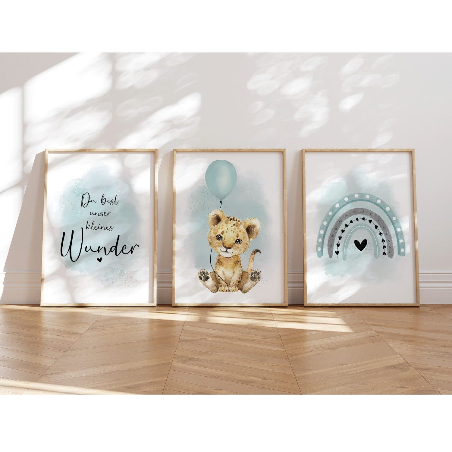 MeinBaby123® Poster Kinderzimmer Boho Tiere Löwe & Luftballon mint - Bild 2