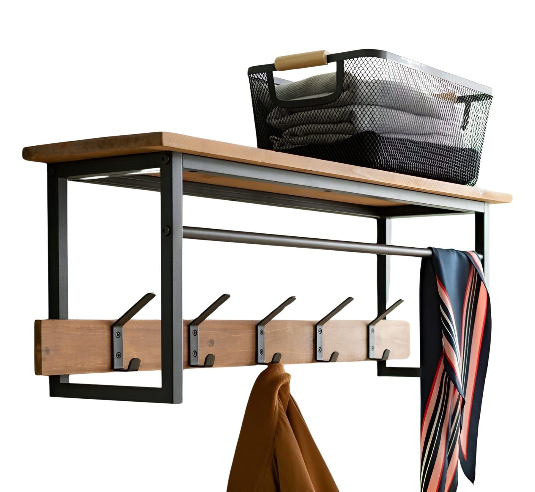 Dekoleidenschaft Wandgarderobe Industrial Schwarz Metall Holz - Bild 2