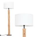 hofstein Stehlampe Holz Metall Stoff Schwarz Weiß Fußschalter E27 Bild 2