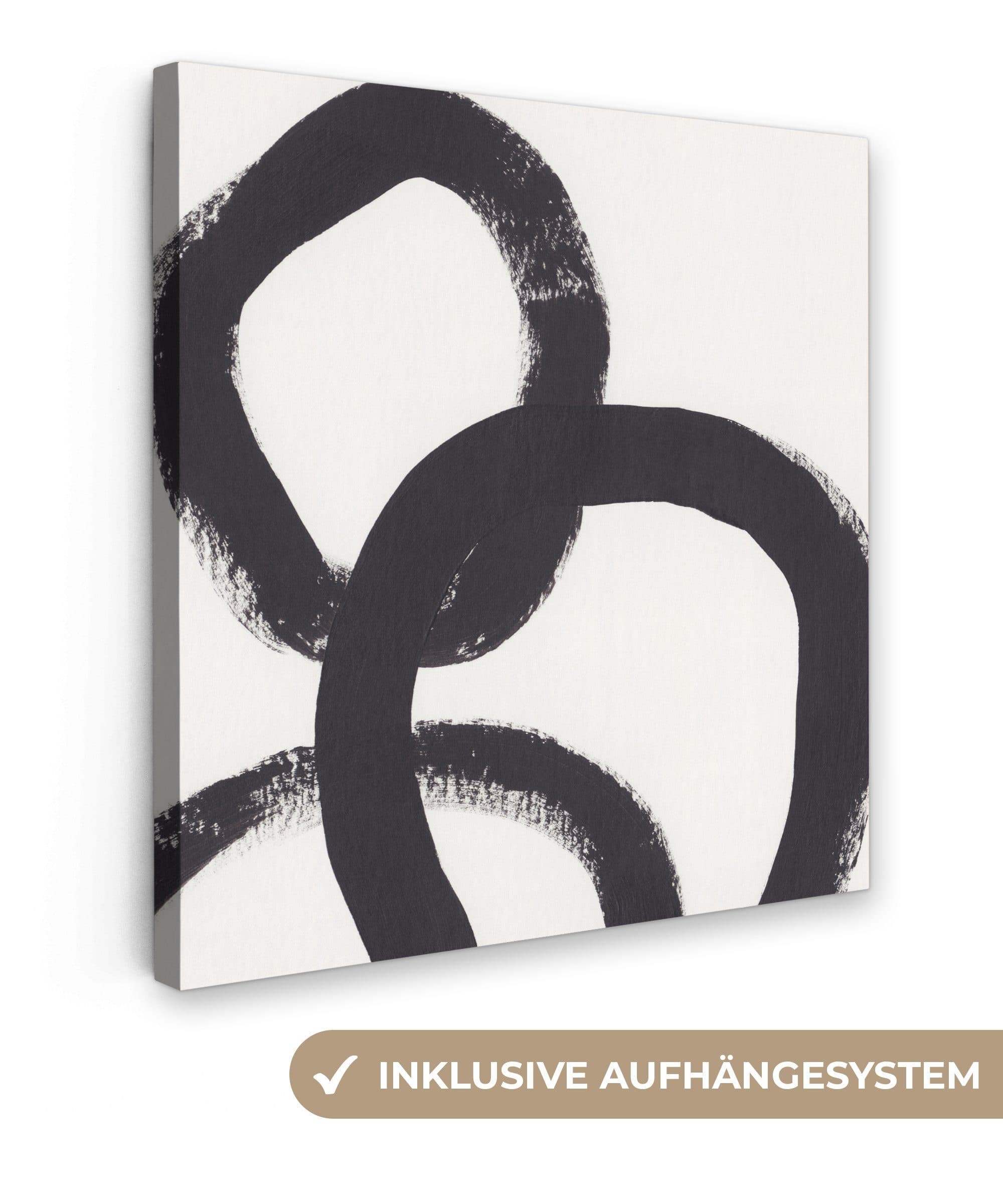 OneMillionCanvasses® Leinwandbild Abstrakt Schwarz Kreise Fotodruck Wandbild - Bild 2