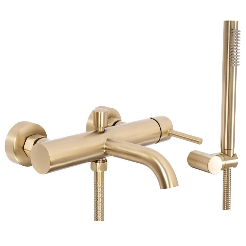 wohnwerk.idee Wannenarmatur Gold Messing Einhebelmischer mit Stabhandbrause - Bild 2