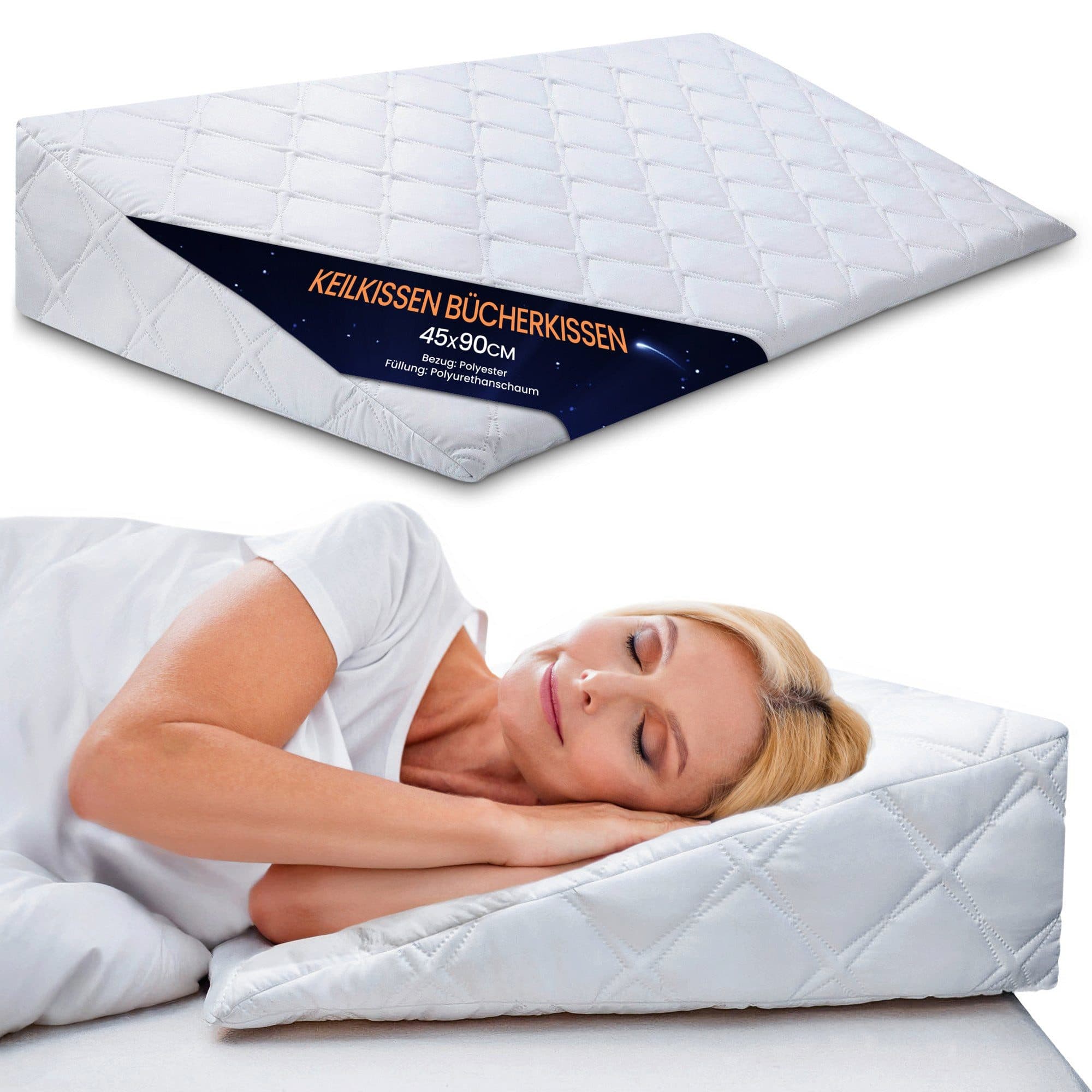 Amazinggirl Keilkissen Bett Sofa Rückenkissen Kopfteil Schaumstoff mit Bezug - Bild 2