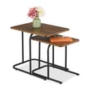 relaxdays Satztisch 2er Set Holzoptik Metall Dunkelbraun Schwarz Bild 2