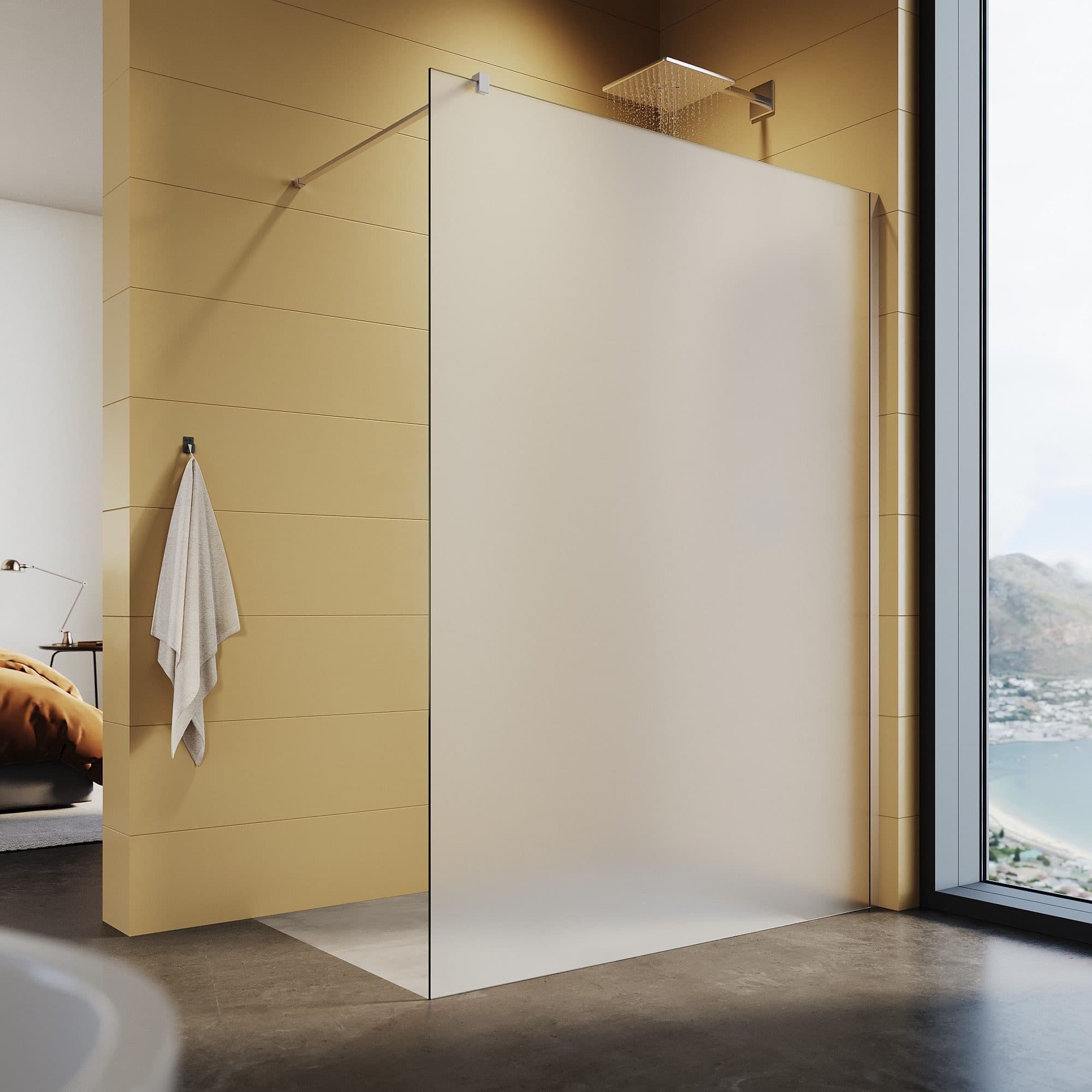 SONNI Walk-in-Dusche Vollsatiniert/Teilsatiniert Glas 80-140cm 200cm 8mm NANO ESG GLAS - Bild 2
