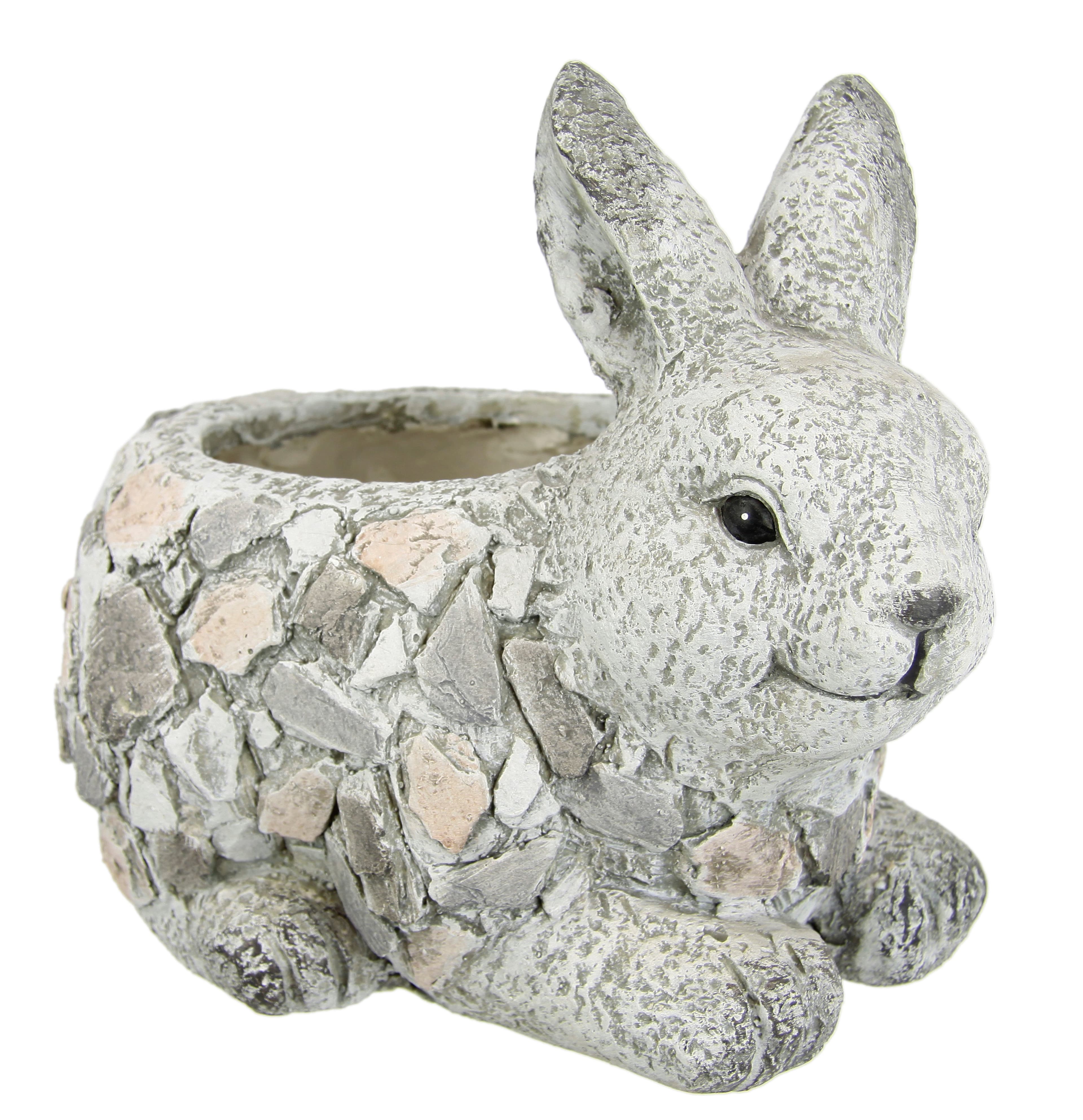 Blumenkübel Hase aus Magnesia grau - Pflanzkübel für Innen & Außen