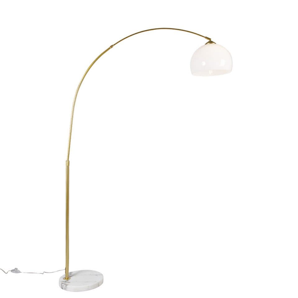 QAZQA Bogenlampe Arc-basic Modern Messing Weiß E27 - Bild 2
