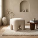 LEVEN Lifestyle Sitzhocker WAYO Beige Stoff Holz Bild 2