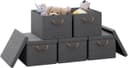 Woltu Aufbewahrungsbox Set 5 St. Grau mit Deckel und Griffen faltbar Bild 2
