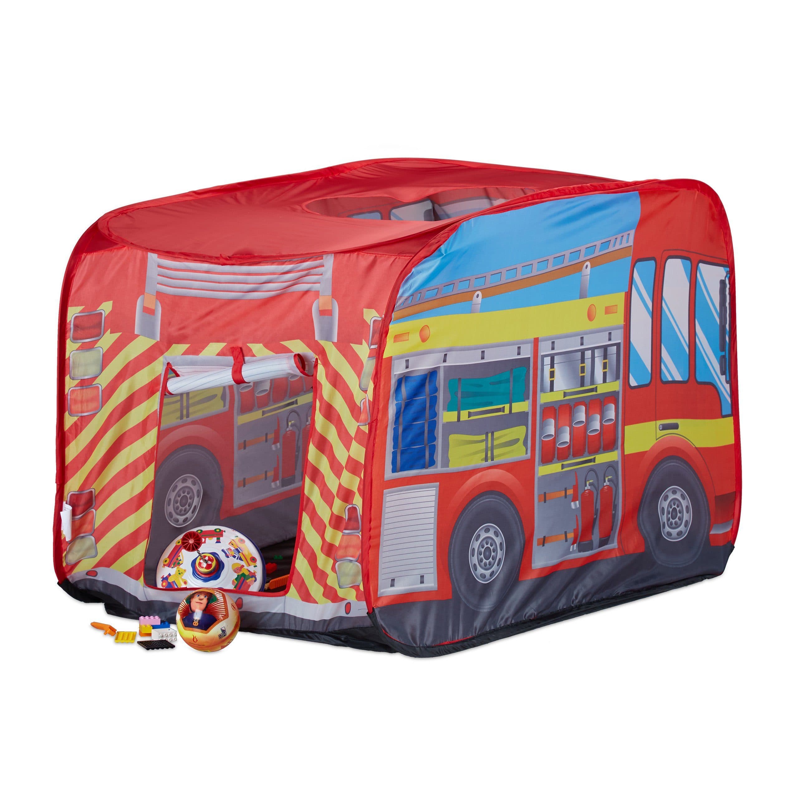 relaxdays Spielzelt Feuerwehr für Kind Pop-Up Zelt mit Dachluke - Bild 2