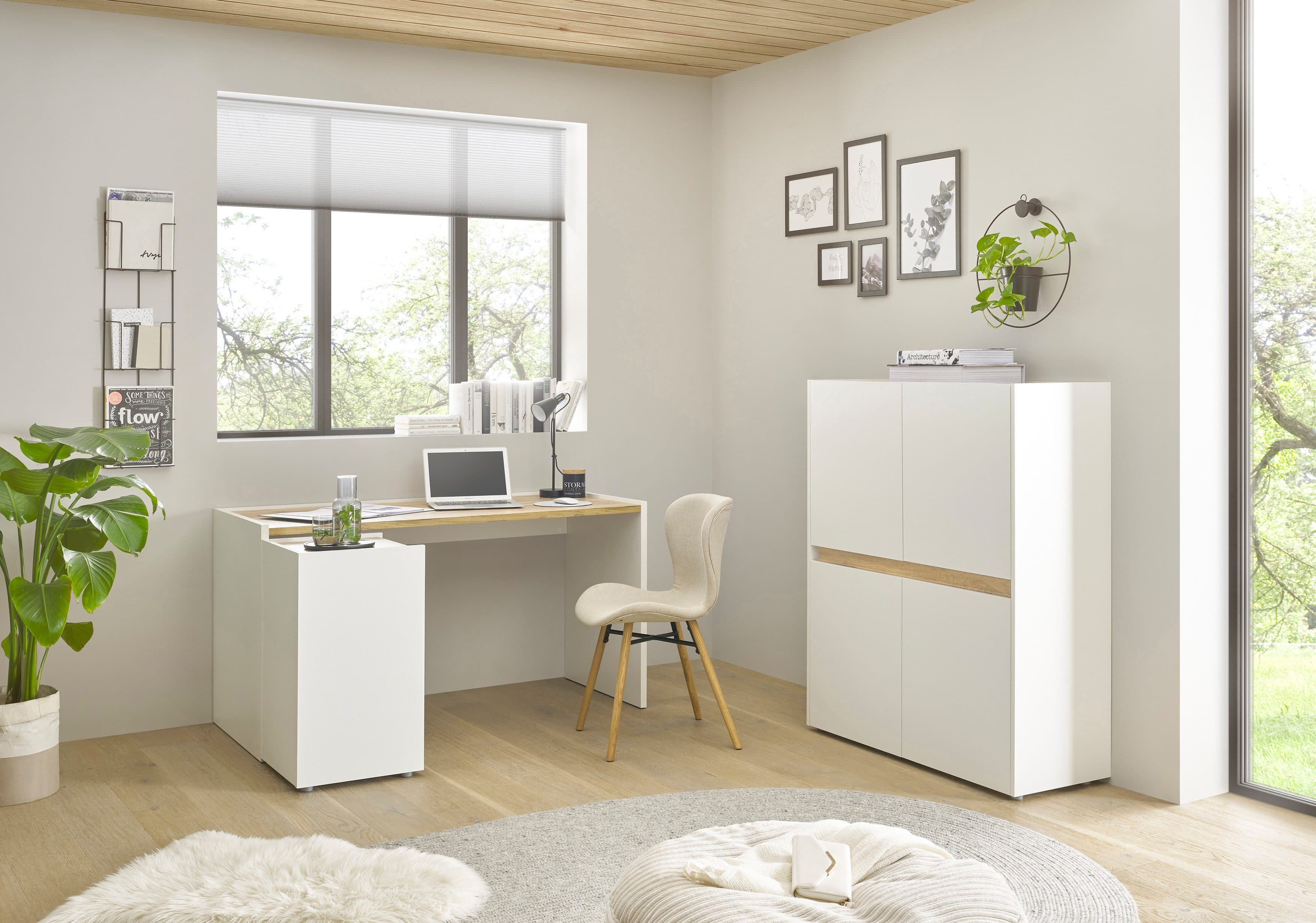 HOME AFFAIRE CiTY/GiRON Büromöbel-Set Weiß 3-tlg.
