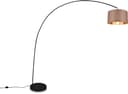 TRIO LEUCHTEN Stehlampe MANSUR Bogenlampe Stoffschirm Schwarz Gold Bild 2