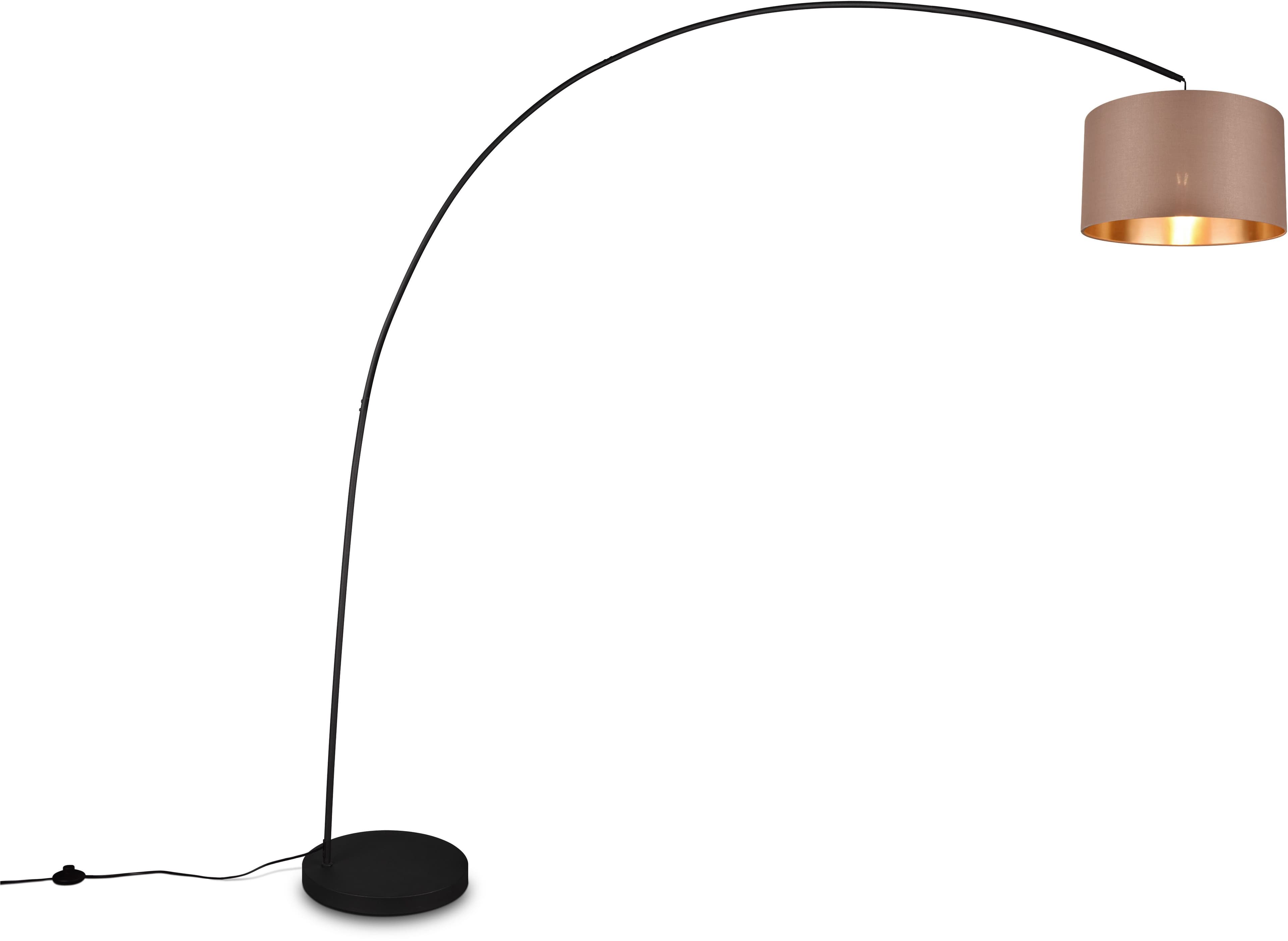 TRIO LEUCHTEN Stehlampe MANSUR Bogenlampe Stoffschirm Schwarz Gold - Bild 2