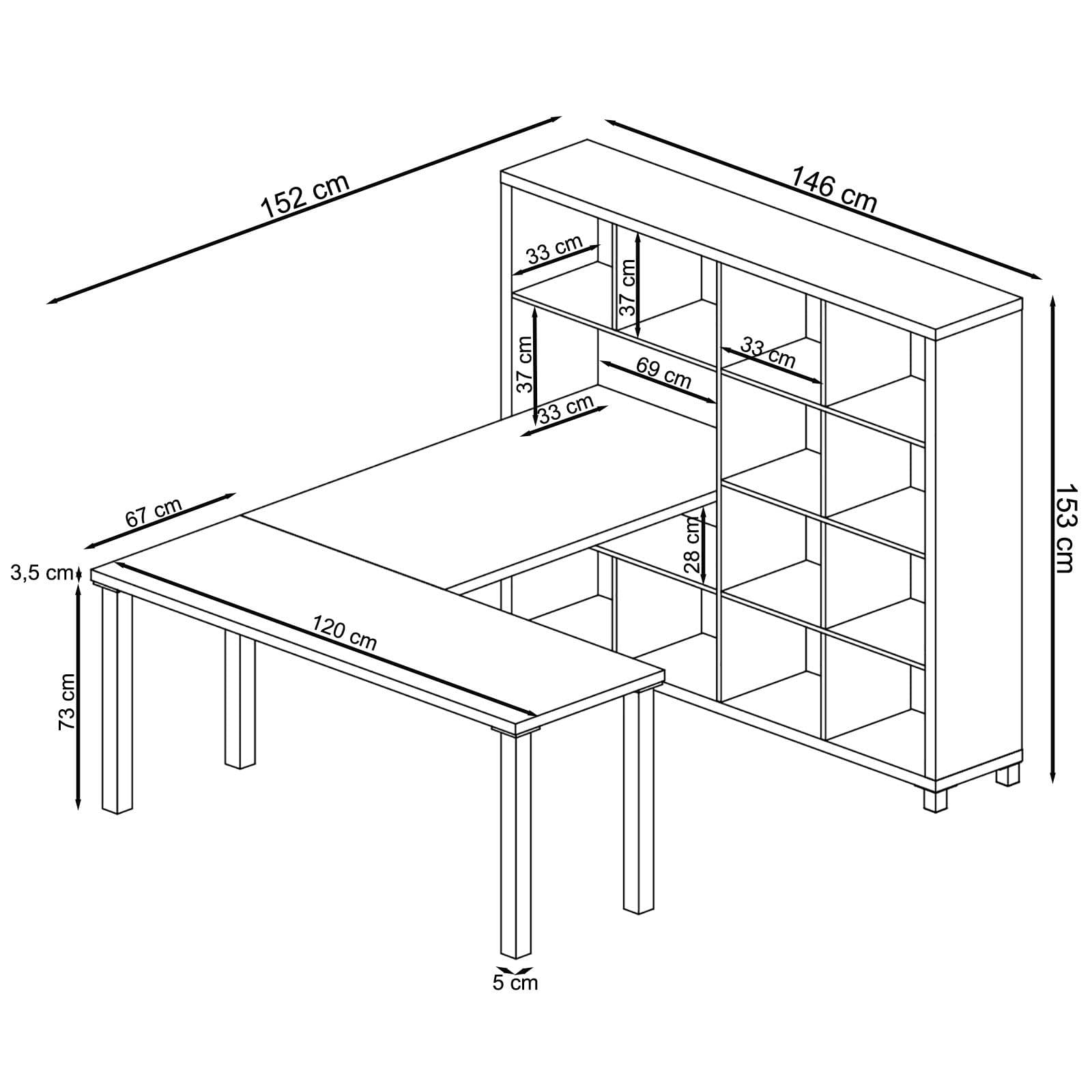 loft24 Regal-Schreibtisch Kiera Weiß Modernes Design