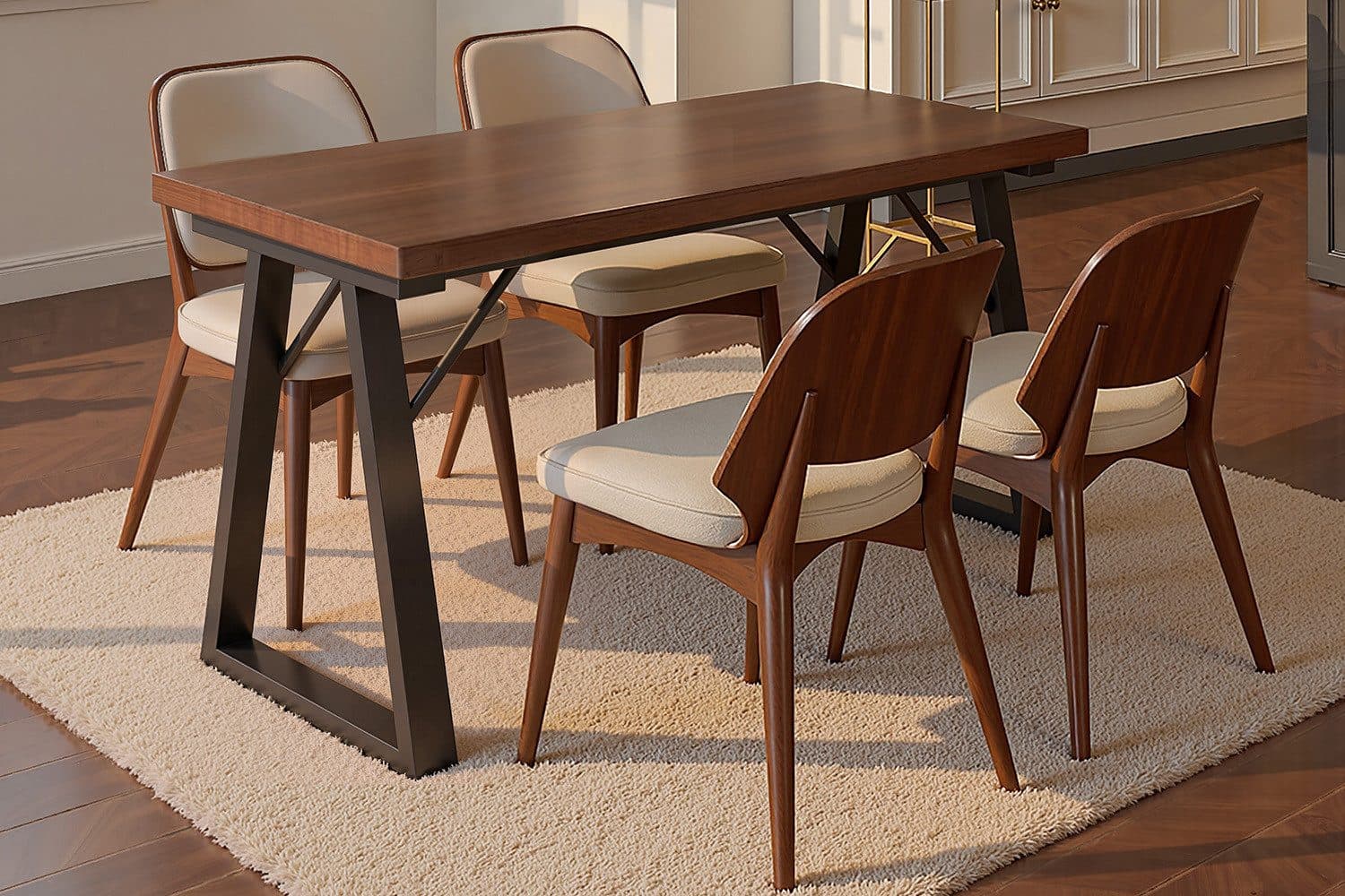 HOMAVO Esstisch MDF mit Holzoptik Nussbaum Metallgestell