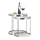 relaxdays Satztisch-Set 2-tlg. Rund Milchglas Chrom-Look Bild 2