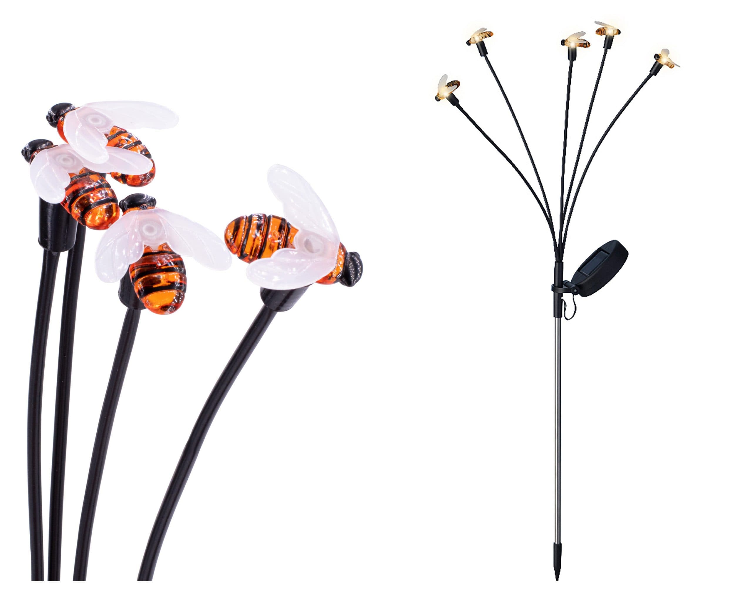 Lumineo LED Solarleuchte Stab 70cm Schwarz 5 Bienen LEDs Warmweiß - Bild 2