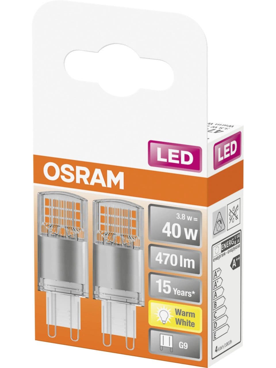Osram LED Stiftsockellampe Star G9 4,2 W 2er-Pack warmweiß