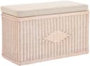 Krines Home Wäschetruhe Sitztruhe Natur-Rattan Weiß Gepolstert Bild 2