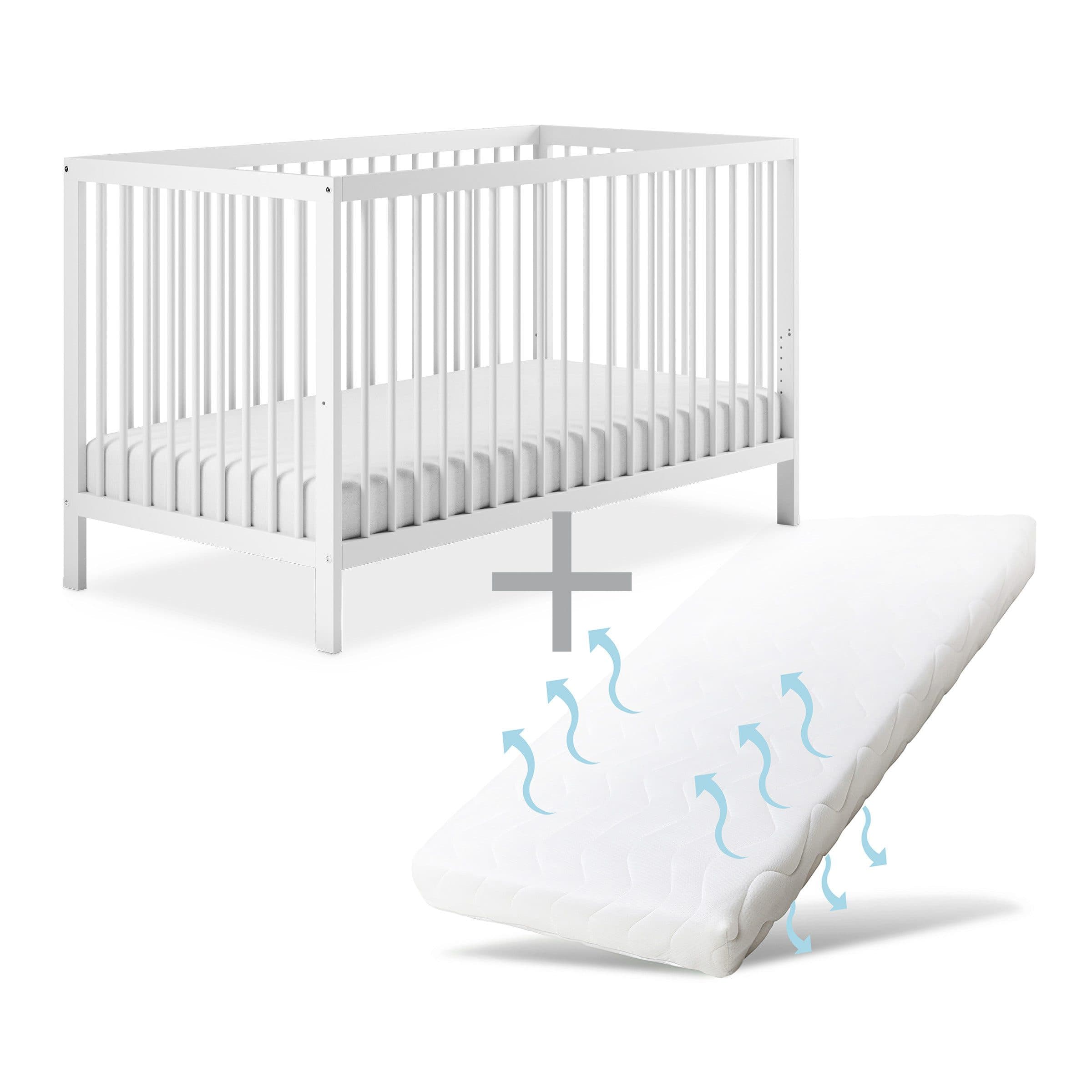 Ehrenkind Babybett PUR Massivholz Weiß inkl. Matratze - Bild 2