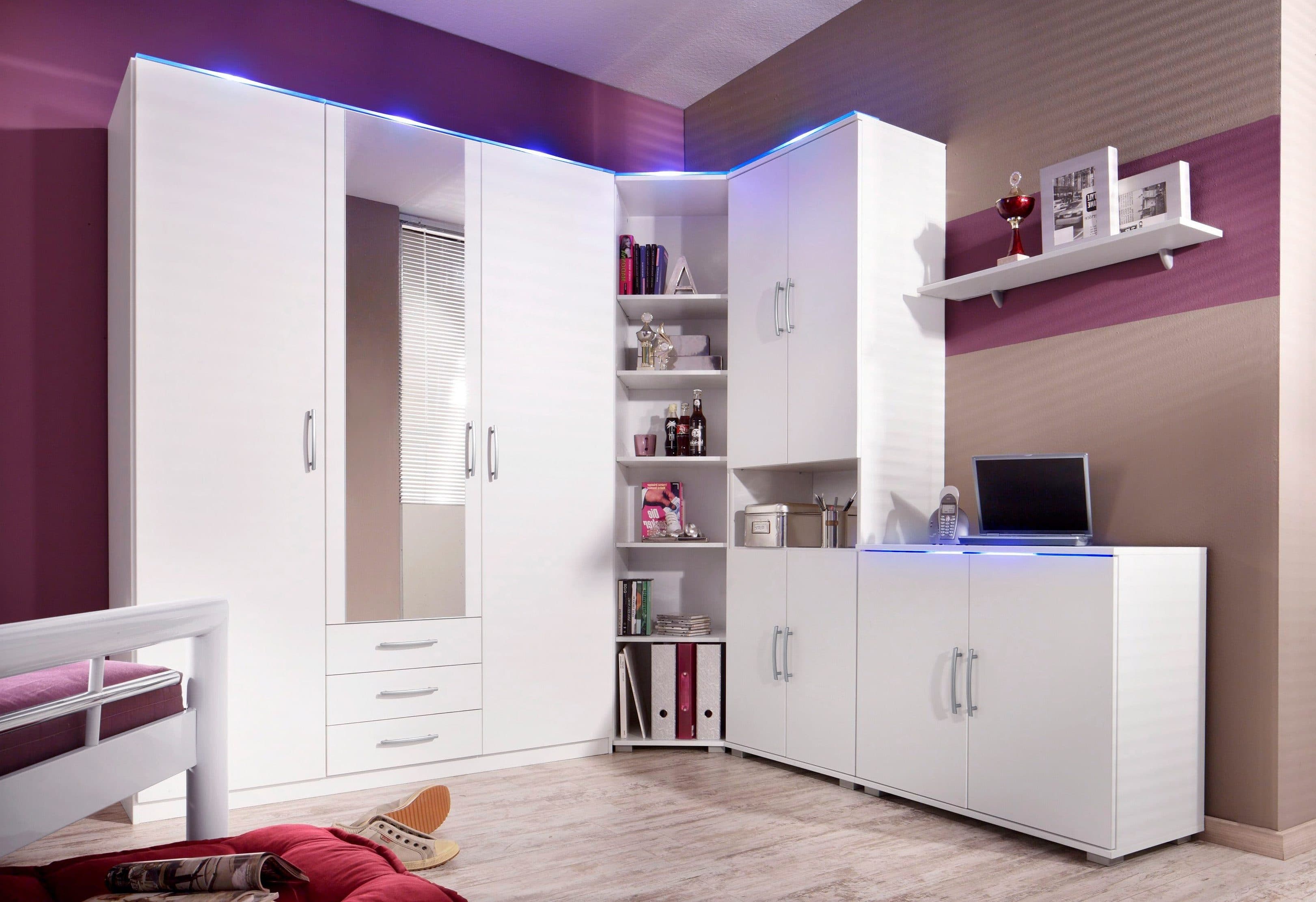 priess Jugendzimmer-Set 5-tlg. Weiß Holzwerkstoff mit LED-Option - Bild 2