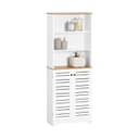 SoBuy Hochschrank BZR44 Weiß Badezimmerschrank mit Lamellentüren Bild 2