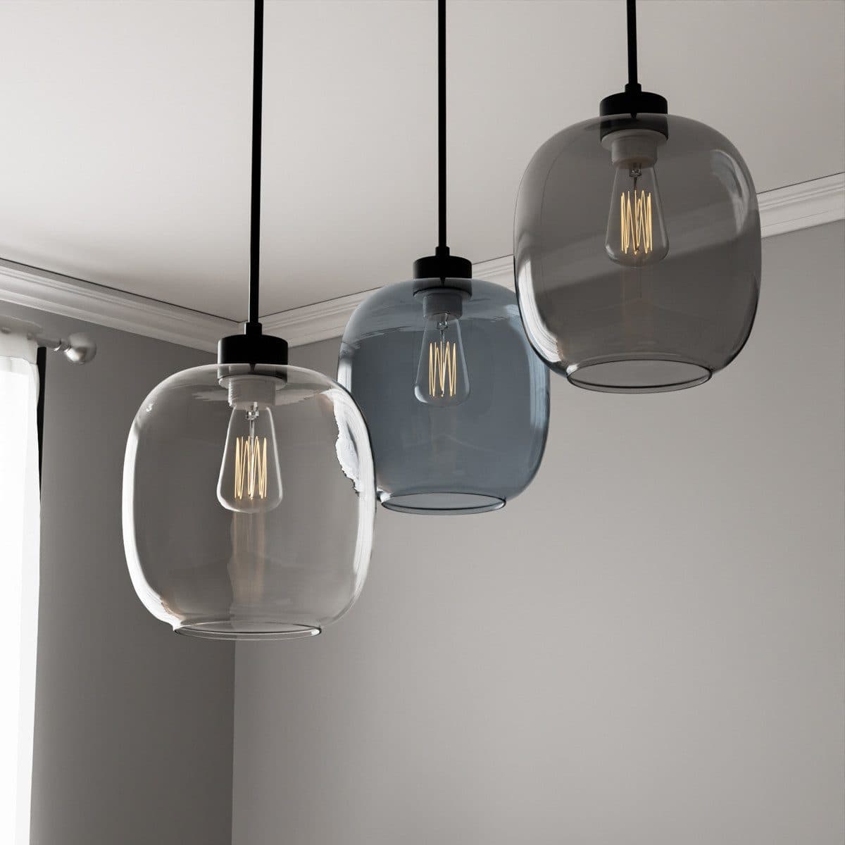 Liadomo Pendelleuchte Magellan Skandi-Look 3x Glas Rauchgrau/Blau/Transparent - Bild 2