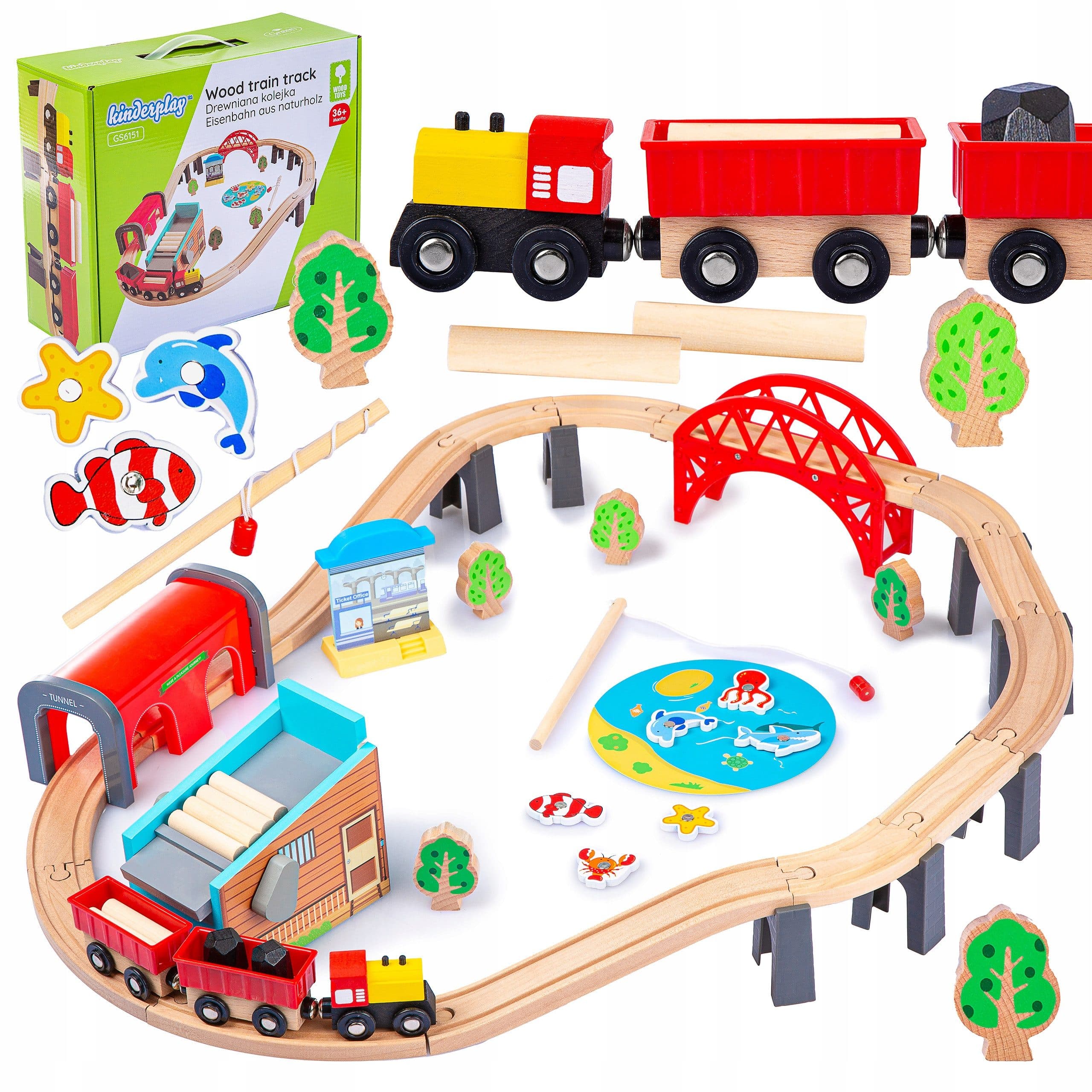 Green Series Spielzeug-Zug Holzeisenbahn Set Bunt Lernspielzeug - Bild 2