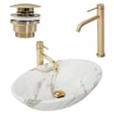 wohnwerk.idee Aufsatzwaschbecken Marmor Optik Weiß Gold Bild 2