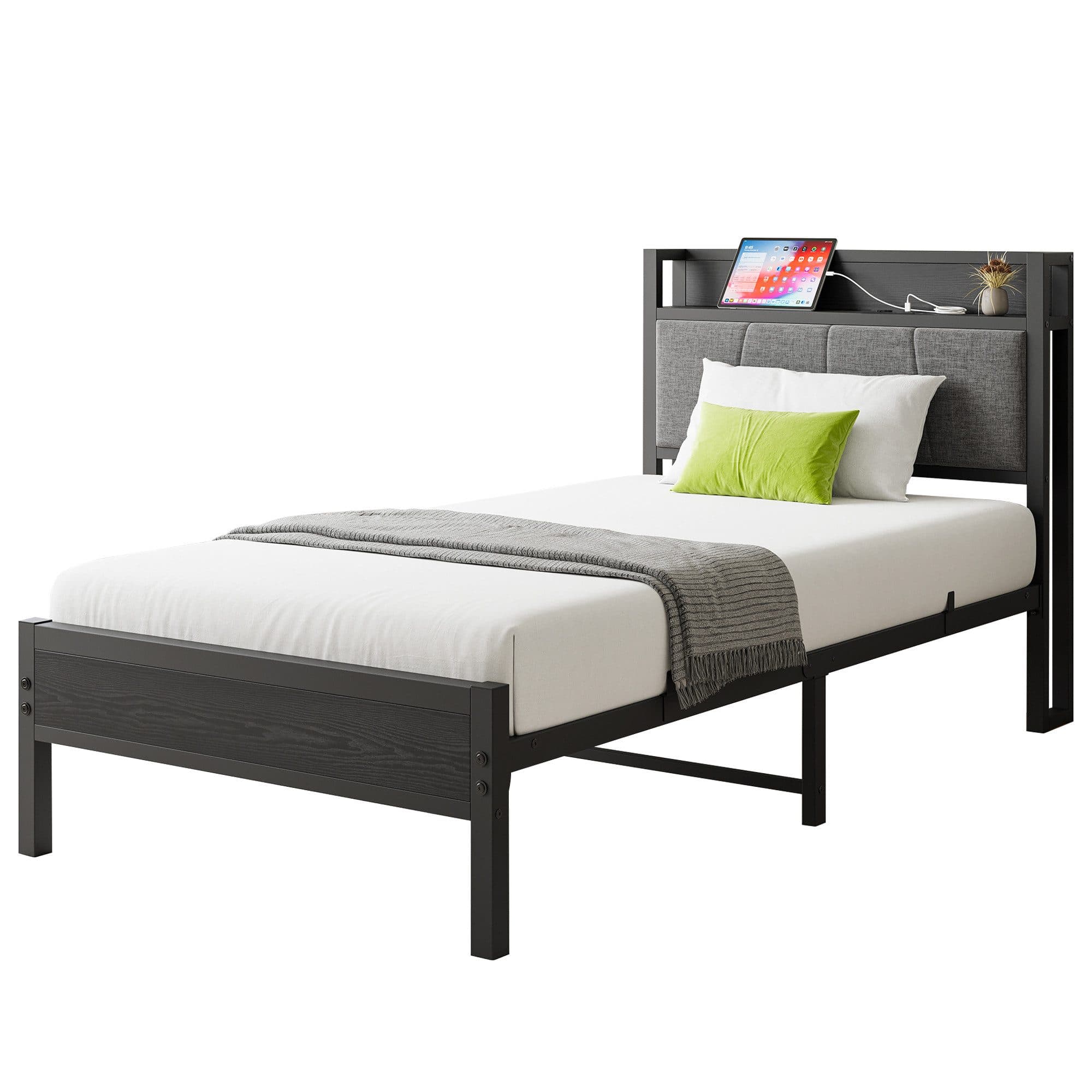 HAUSS SPOLE Metallbett Schwarz mit Steckdose & USB - Bild 2