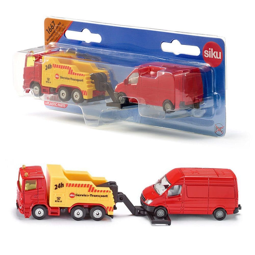 SIEPER Modellauto siku LKW Abschlepper mit PKW Rot/Gelb - Bild 2