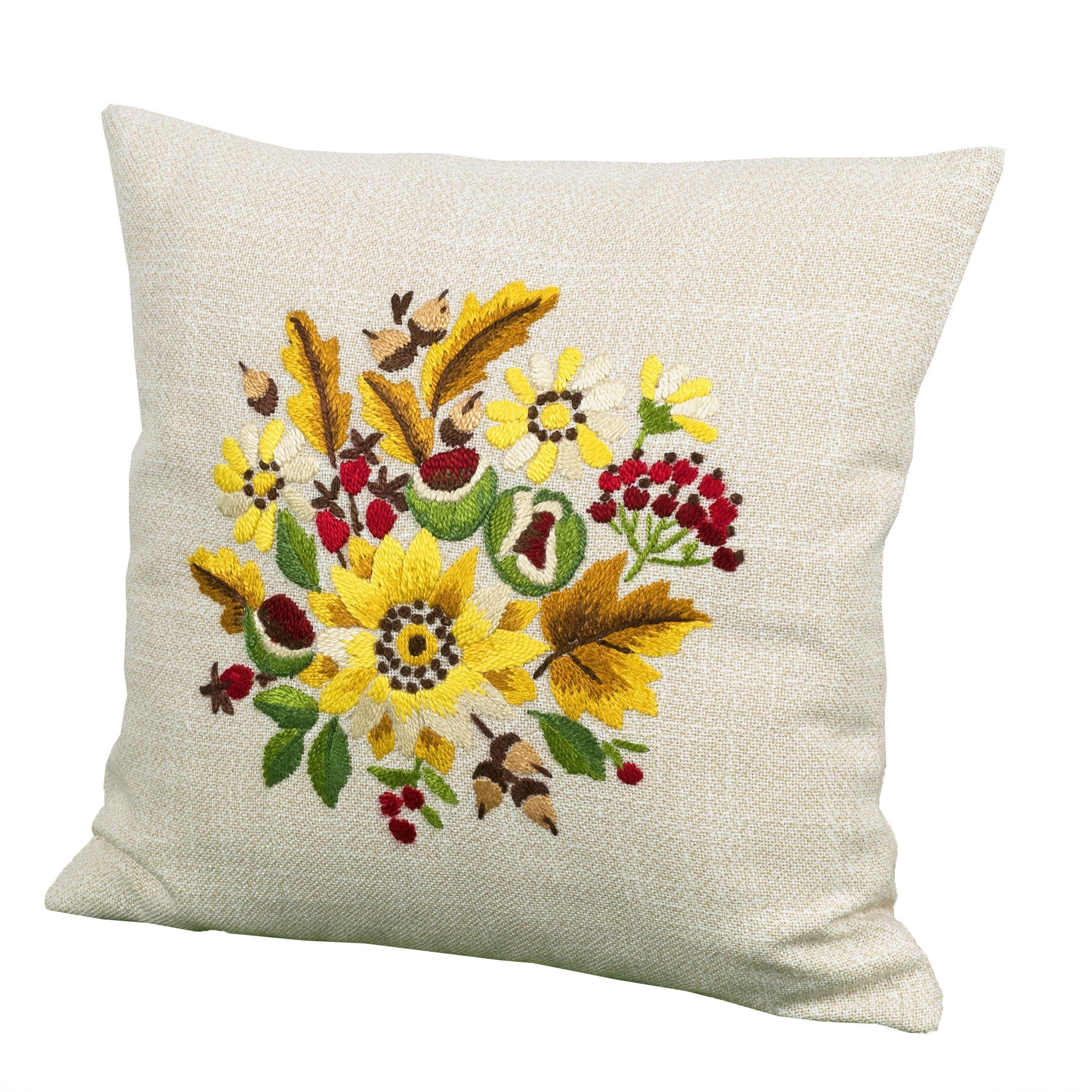 Delindo Lifestyle Kissenbezug Handgestickt Rustikal