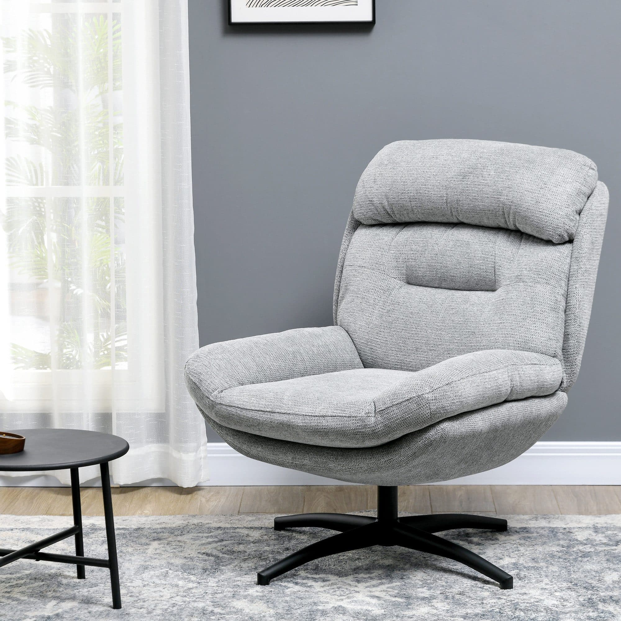 HOMCOM Relaxsessel Drehbar Loungesessel mit Wasserabweisend Chenille-Optik, Grau - Bild 2