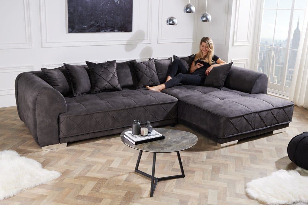 riess-ambiente Big-Sofa DECADENCIA L-Form Samt dunkelgrau - Bild 2