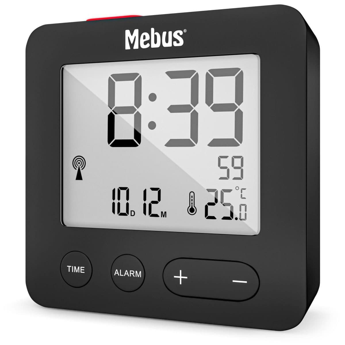 Mebus Funk-Wecker Schwarz mit Thermometer und Snooze - Bild 2