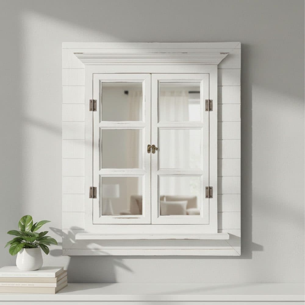 Mucola Wandspiegel Braun mit Fensterläden und 6 Bilderrahmen - Bild 2