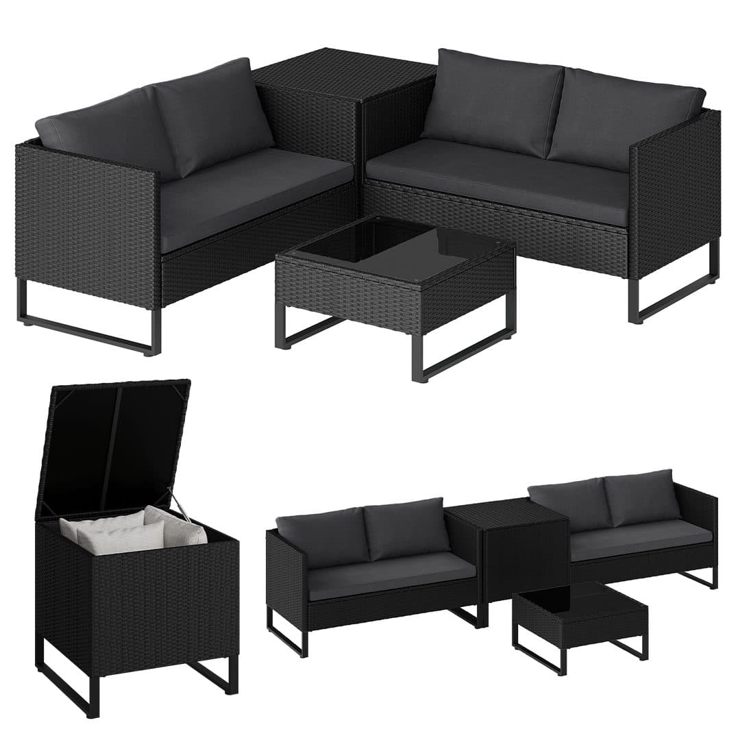 STEELSØN Gartenlounge-Set Alniyat 4-tlg. Schwarz Anthrazit Polyrattan - Bild 2
