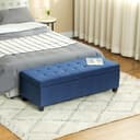 HOMCOM Sitzbank mit Stauraum Blau Leinenoptik Polsterbank Bild 2